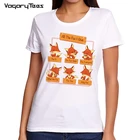 Женская футболка с принтом лисы кавайи, белая футболка с изображением лисы, футболка для девочек, топы, футболки 2020