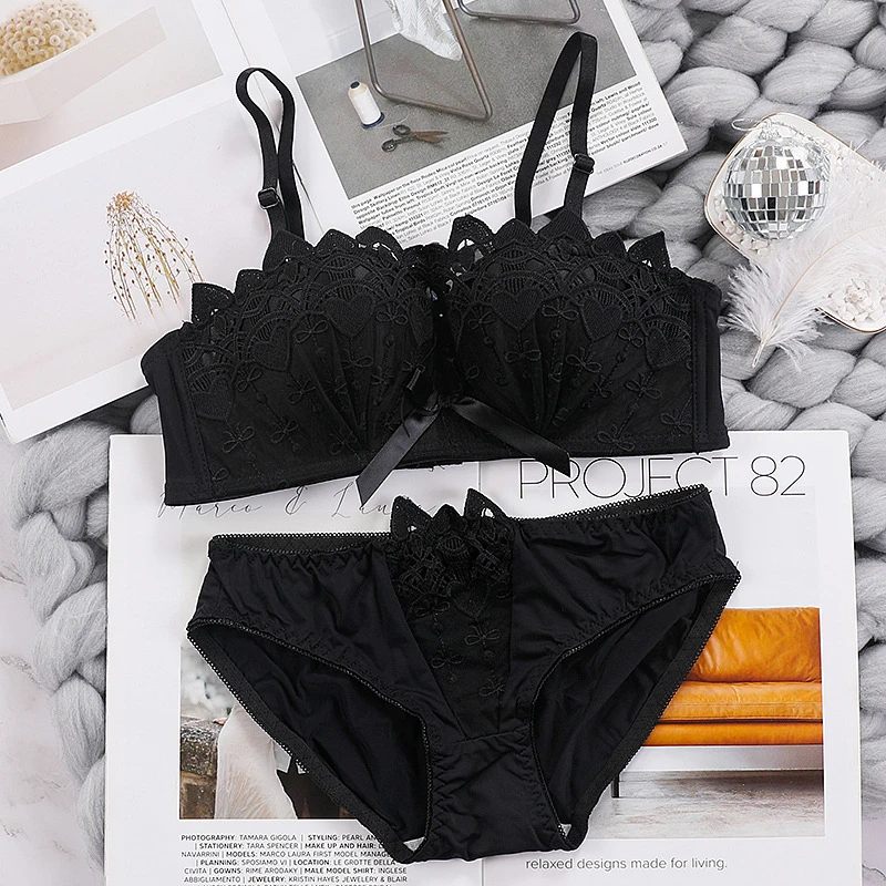

FAKUNTN 2021 Ladies comfortable bra set, lace small bra set, gather adjustable bra, underwear set WT125