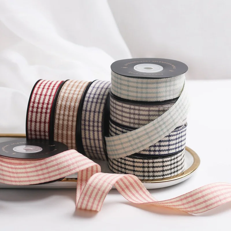 Лента из хлопка и льна в клетку 10 ярдов | Дом сад