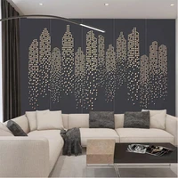 nordic 3d three dimensional city building high rise square mural modern living room bedroom sofa background wallpaper wall cover