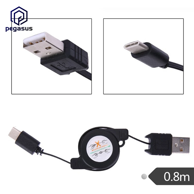 0 8 м USB 3 1 Тип C выдвижное зарядное устройство кабель для зарядки и синхронизации