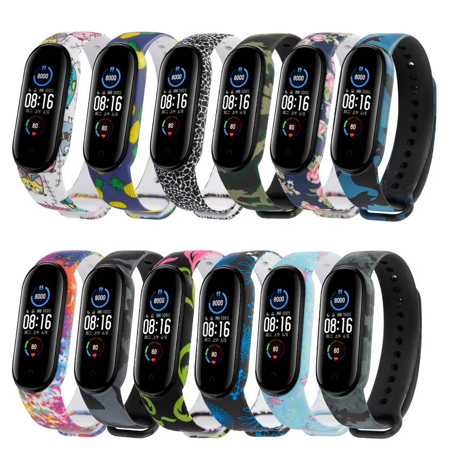 

Камуфляжный браслет для Xiaomi Mi Band 5, спортивный ремешок для часов, силиконовый ремешок на запястье для Xiaomi Mi Band 5, браслет для Miband 5, ремешок