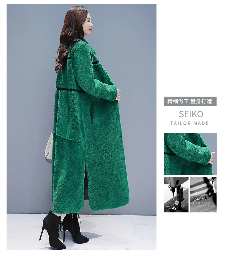 Зимнее пальто с мехом, Женская Длинная кожаная куртка из овечьей шерсти, женское плотное теплое пальто большого размера, свободное однотонное пальто из искусственной кожи, Женское пальто 3XL