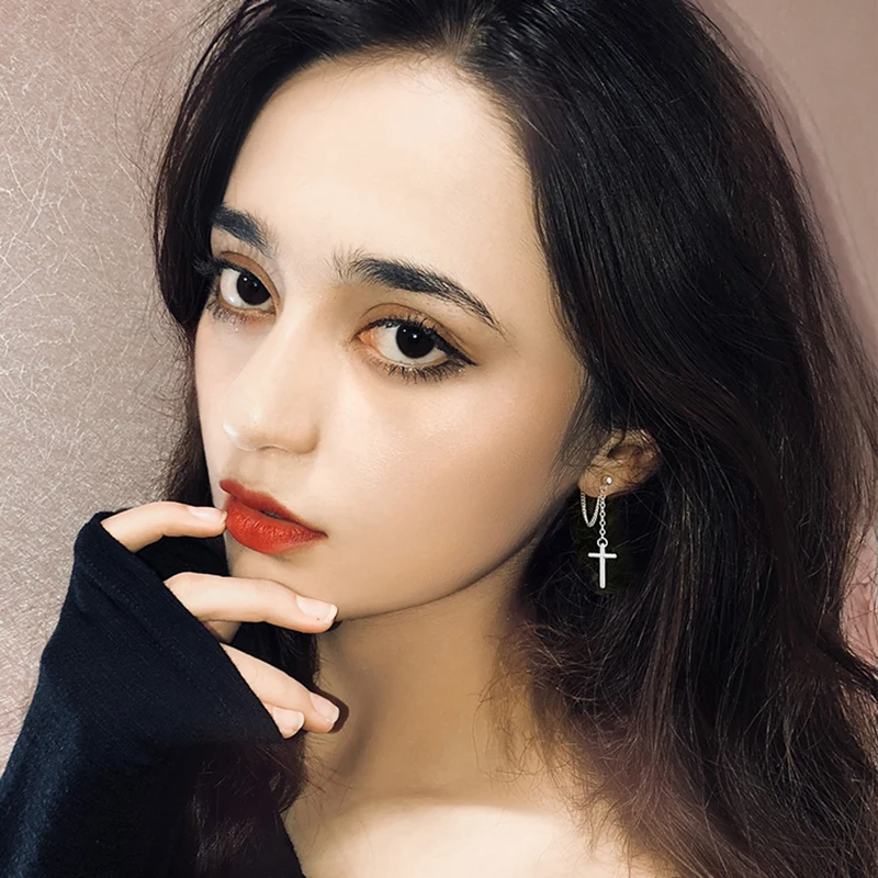 

Новая модная подвеска крест серьги для женщин, ювелирные изделия для панков кольца для рутая девочка висячие серьги-подвески серебряные Цв...