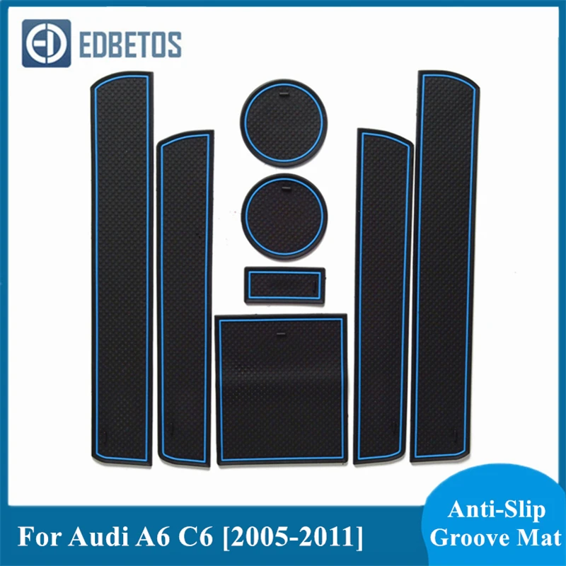 

For Audi A6 C6 Gate Slot Mat Anti Slip Anti-Slip Door Groove Pad Interior Decoration Car-Styling Acccessories 2005 - 2011