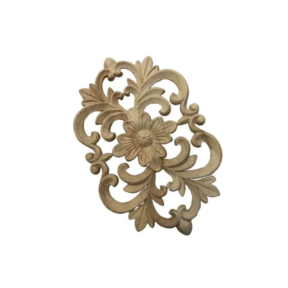 

1PC Wood Carved Door Decoration Hollow Flower Design Stickers Wood Door Decals for Home Hotel (A)