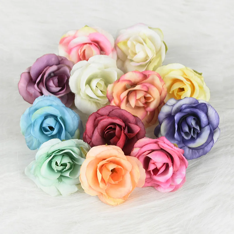 Искусственный цветок 50 шт./лот 4 см Шелковая Роза на головке свадебная вечерние