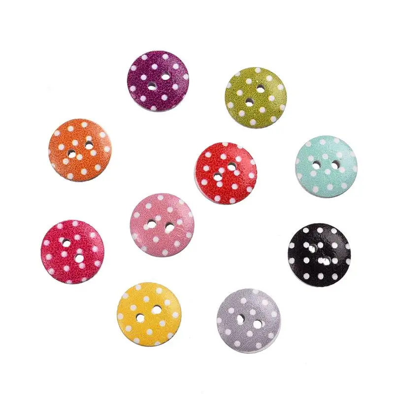 100 шт Смешанные 2 отверстия швейные принадлежности пуговицы деревянные Кабошоны
