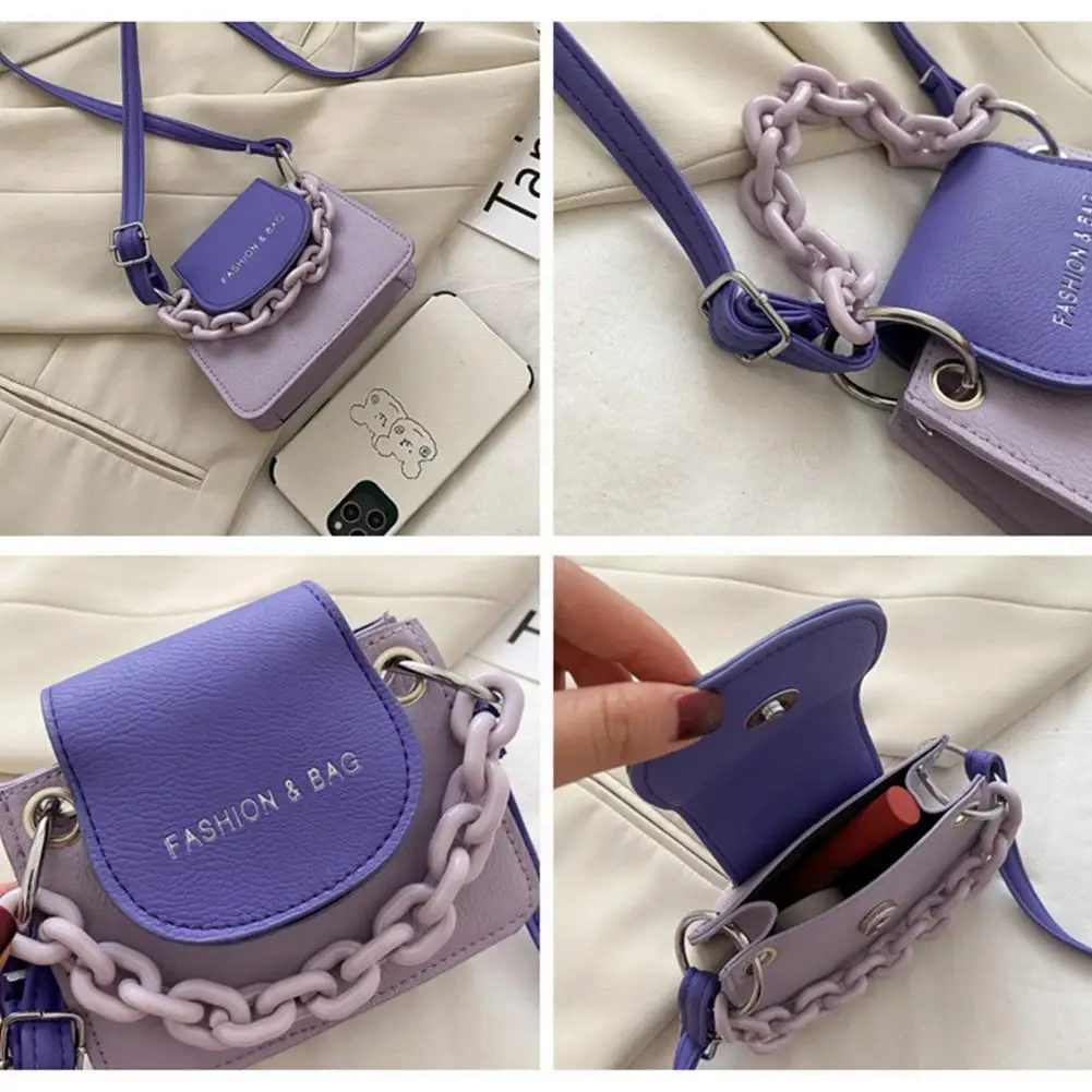 

2021 New Ladies Simple Versatile Bag Women Mini Purses and Handbags Trend Chain Colorful Pu Leather Casual Shoulder Bags