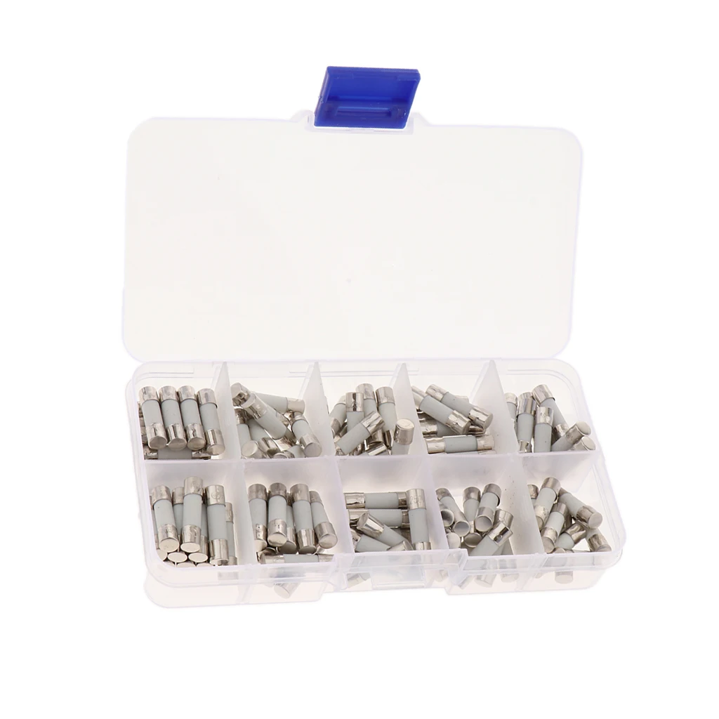 100pcs Quick Blow Ceramic Tube Fuse Assorted Kit Amp 250V 0.5A-30A (Ceramic 5x20mm) | Fuses