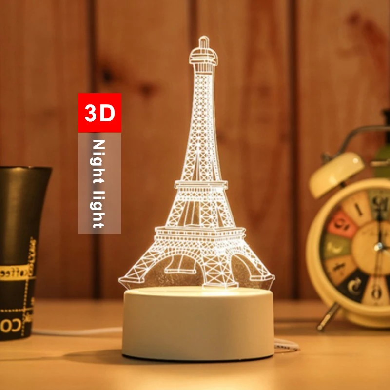 3D светодиодный Ночной светильник акриловая настольная лампа креативный Новый
