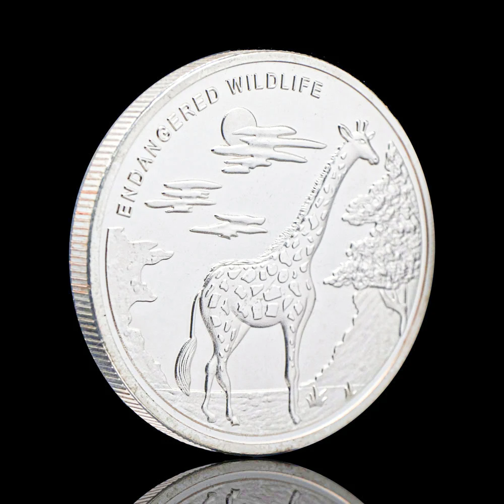 Source of wholesale procurement sales volume ranking SIlver Plated Endangered Wildlife Giraffe African Congo Franc Animal Souvenirs Coin Medal Collectible Coins Gift Good brand