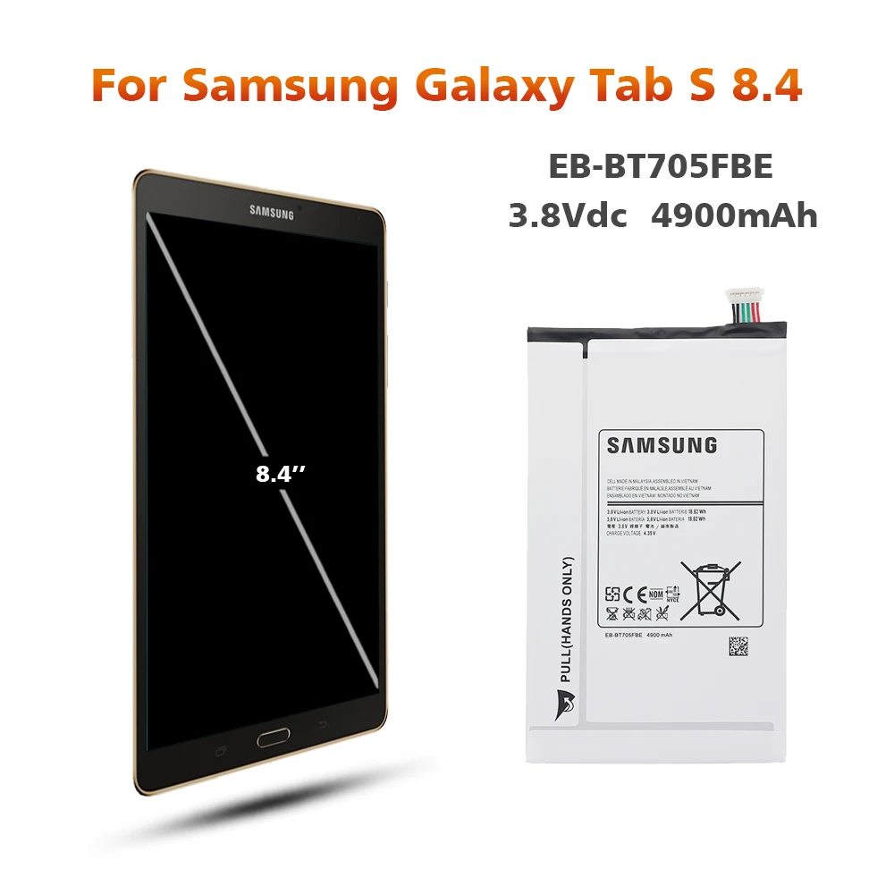 Аккумулятор для samsung T705 EB-BT705FBE, 4900 мАч, для samsung Galaxy Tab S, 8,4 дюймов, SM-T700, SM-T705, Сменный аккумулятор для планшета