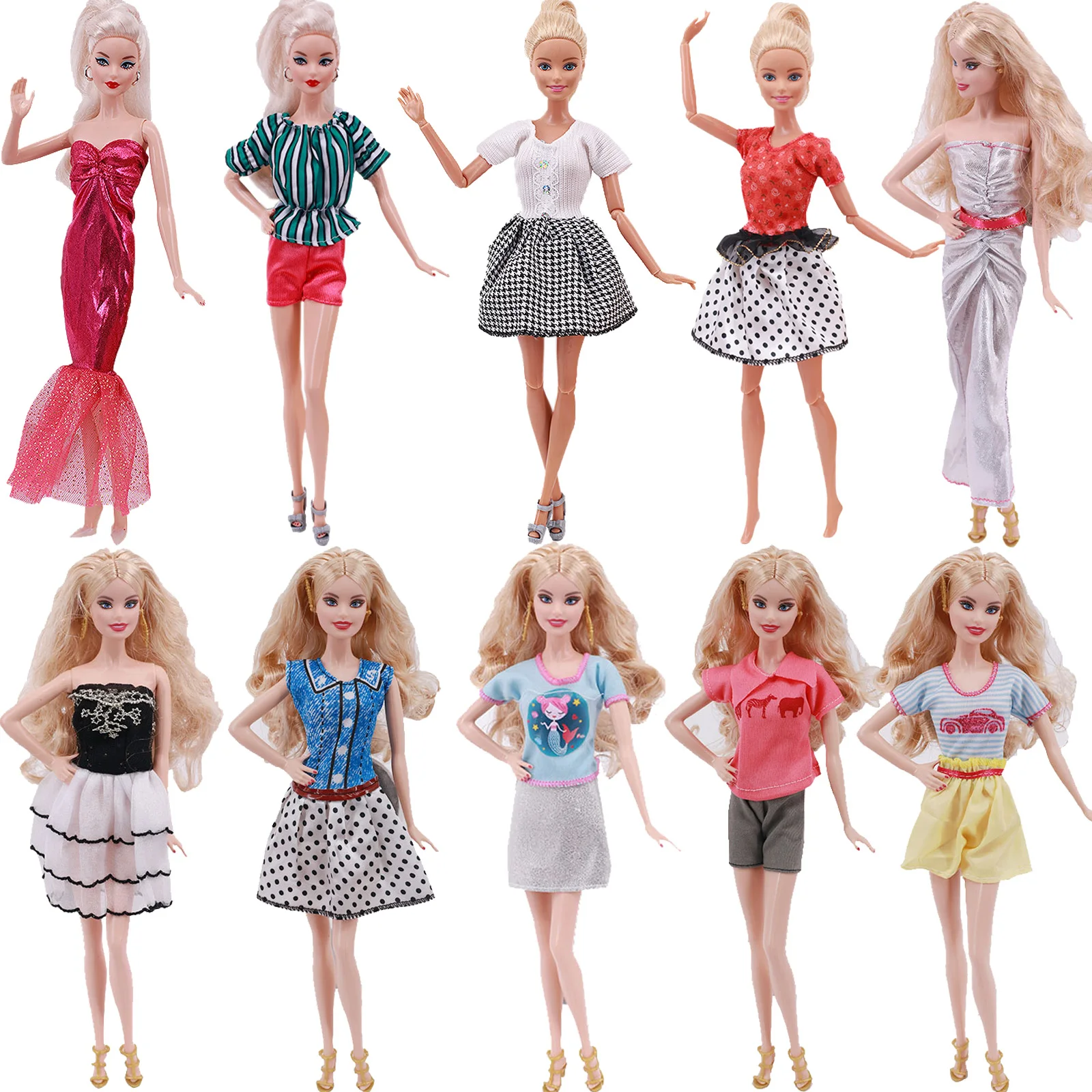 

2021 Newest Doll Dress Fashion Casual Wear Handmade Girl Clothes For Barbies Doll Accessories DIY Toys Baby Doll Christmas Gift