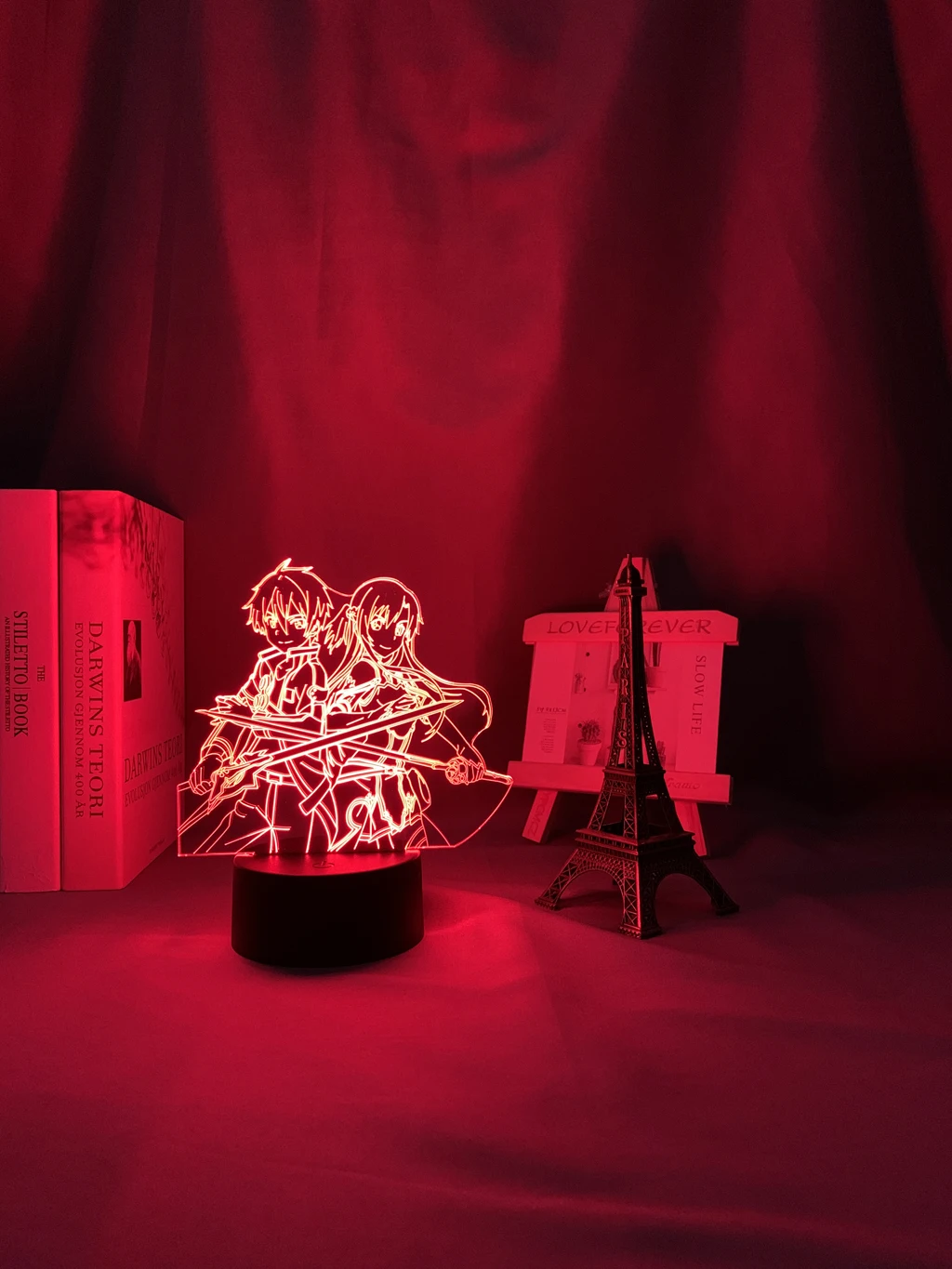 3d Led Night Light Anime Sword Art Online Kirito and Asuna for Bedroom Decor Nightlight Birthday Gift Table Lamp Manga SAO | Лампы и