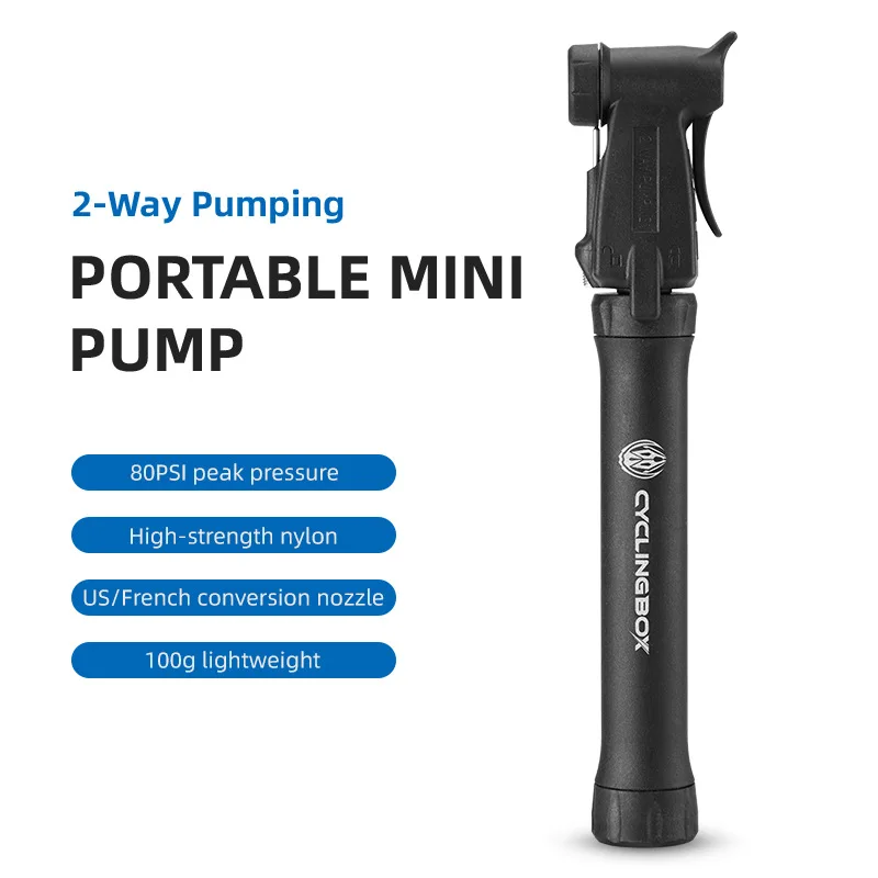

Mini Tire Inflator 80 PSI Mini Portable Bike Pump 2 Way Pumping Bicycle Hand Pump With Fixing Frame High-Strength Nylon