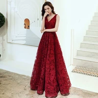 bride toast dress 2020 new slim wine red long high end wedding dress female spring hot selling evening dress