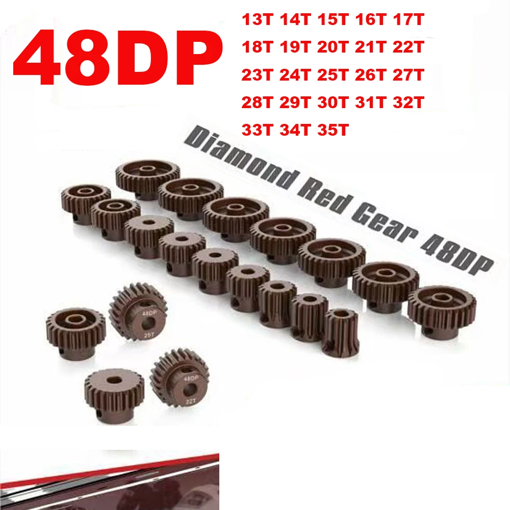 

Шестерня двигателя 48DP, алмазная, красная, 48DP 13T-35T, Шестерня двигателя для радиоуправляемого автомобиля 1/10, 1/12, 1/14, F540, 3650, 3660, бесщеточный щеточный двигатель