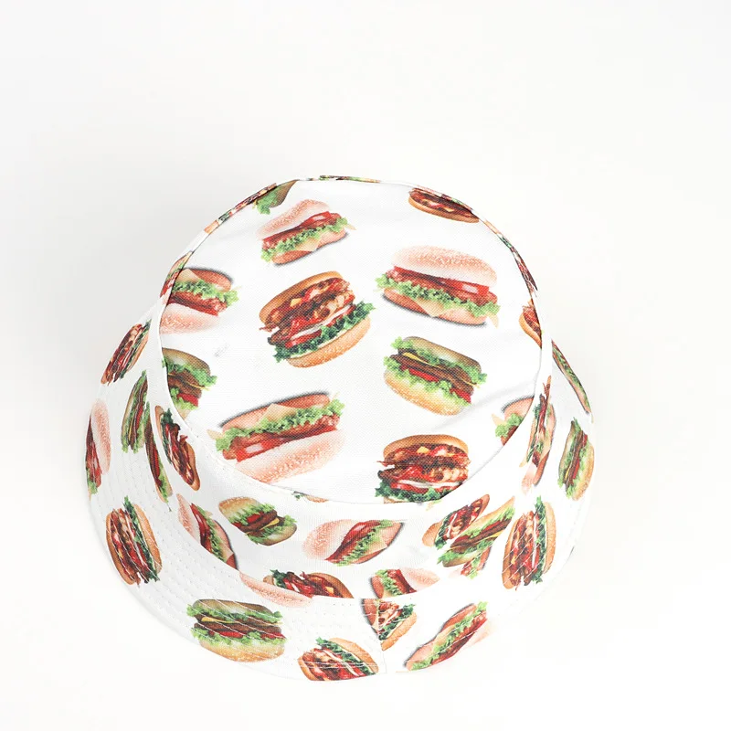 Панама из хлопка с принтом бургеров шляпа рыбака уличная дорожная