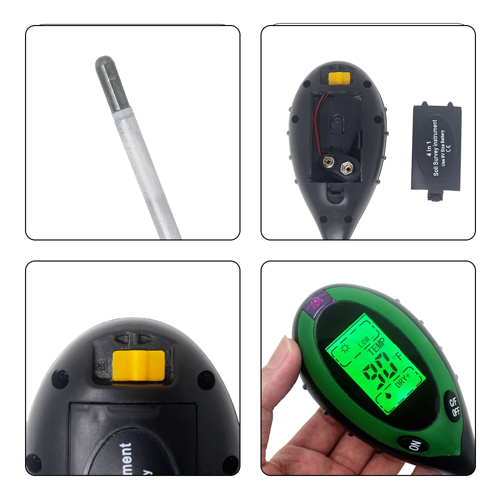 Многоцелевой цифровой рН метр 4 в 1 для почвы термометр измерения температуры