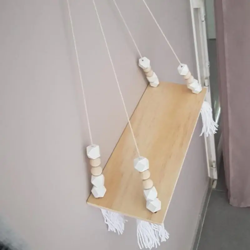 Деревянные полки с бусинами в скандинавском стиле кисточками настенный клэптоп