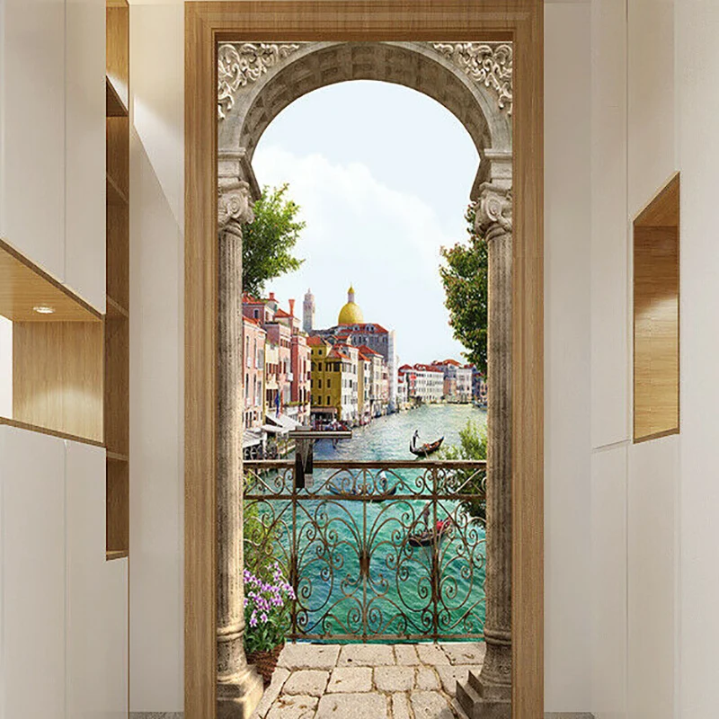 3D наклейки на дверь ПВХ клейкие обои печать высокого качества холсте/пейзажи