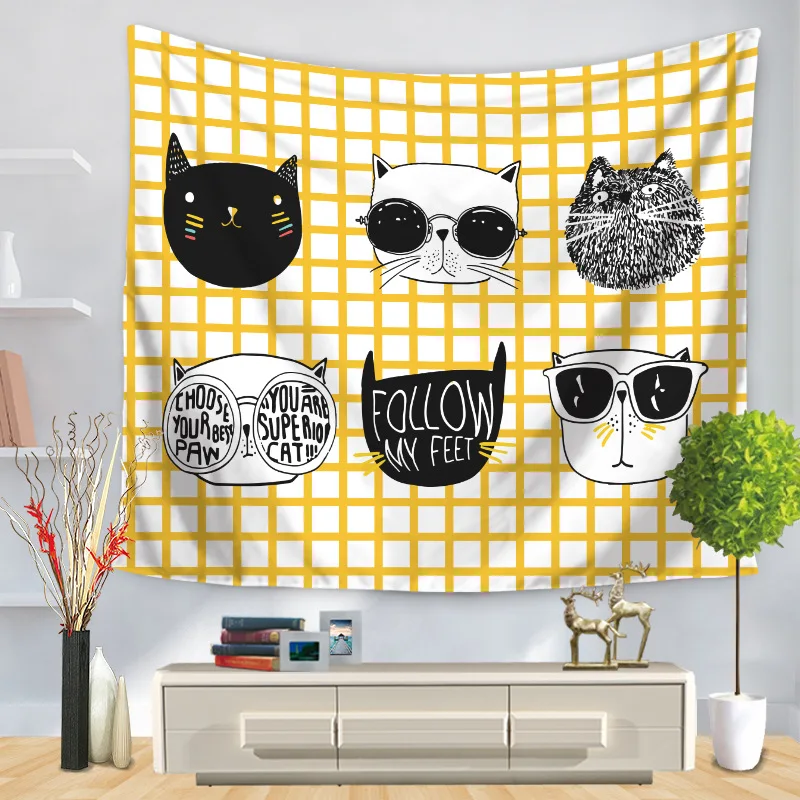С животным принтом настенный гобелен с черно-белым фоном ткань всюду ковёр висит