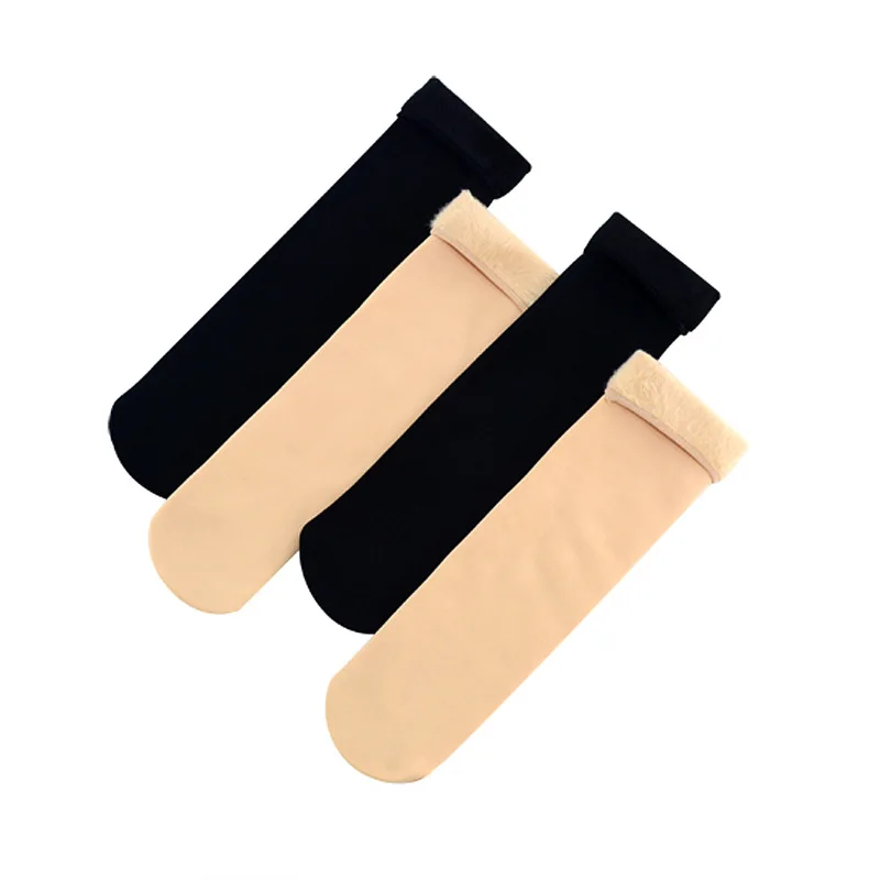 

3 Pairs Autumn and Winter Ladies Plus Velvet Padded Tube Warm Solid Color Snow Socks