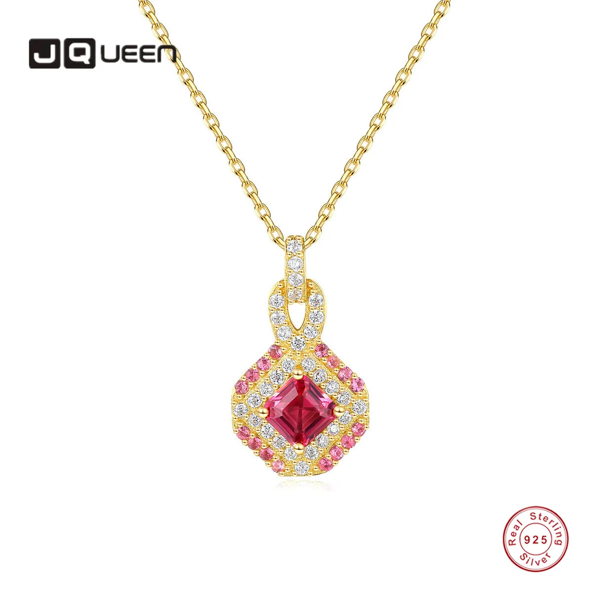 

Vintage Palace Style Ruby Zircon S925 Silver Necklace Pendant Banquet Engagement Clavicle Necklace Women Jewelry Accessories