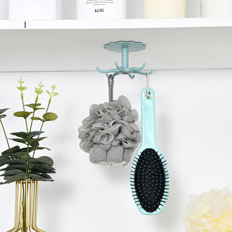 

360 Degrees Rotating Hook Paste Type Rotated Holder Wall Mounted Hanging Hooks Organizar Storage Rack For Kitchen Bathroom