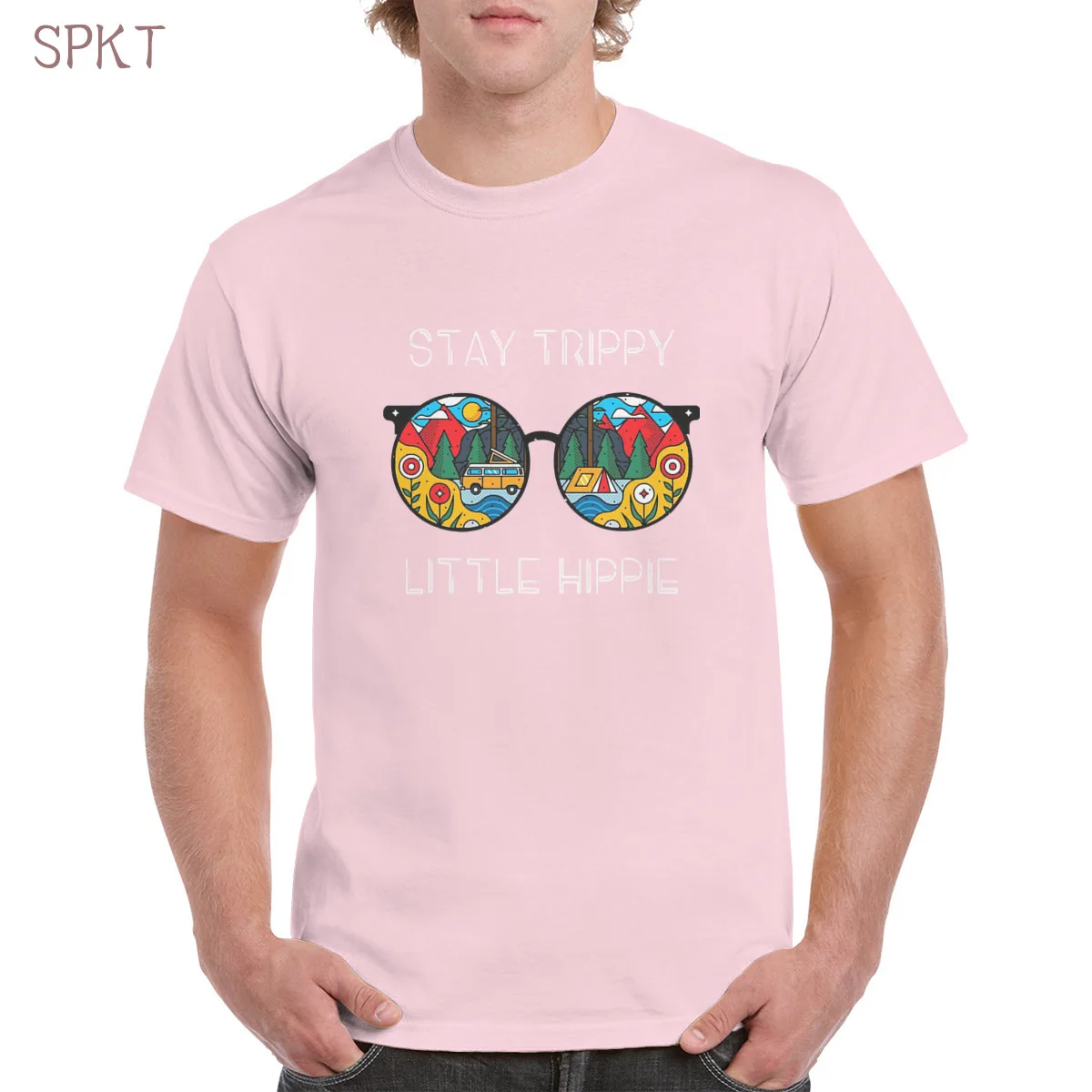 

Stay Trippy Little Hippie Funny print t shirt top 100% cotton funny glasses graphic tshirt punk oversized women/men's T-Shirts