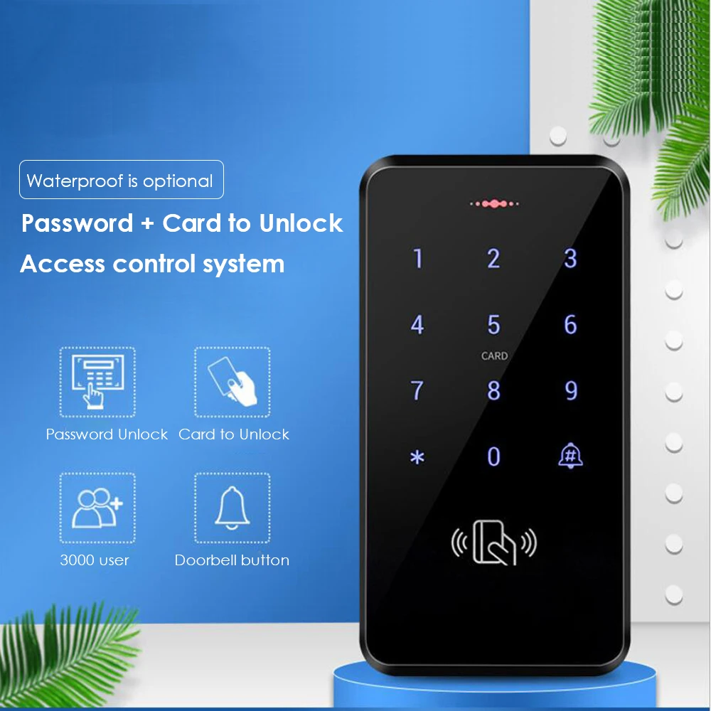 

Backlight Touch Keypad Rfid Door Access Control System Reader Ip66 13.56Mhz 125khz Waterproof Reader Password Control Access