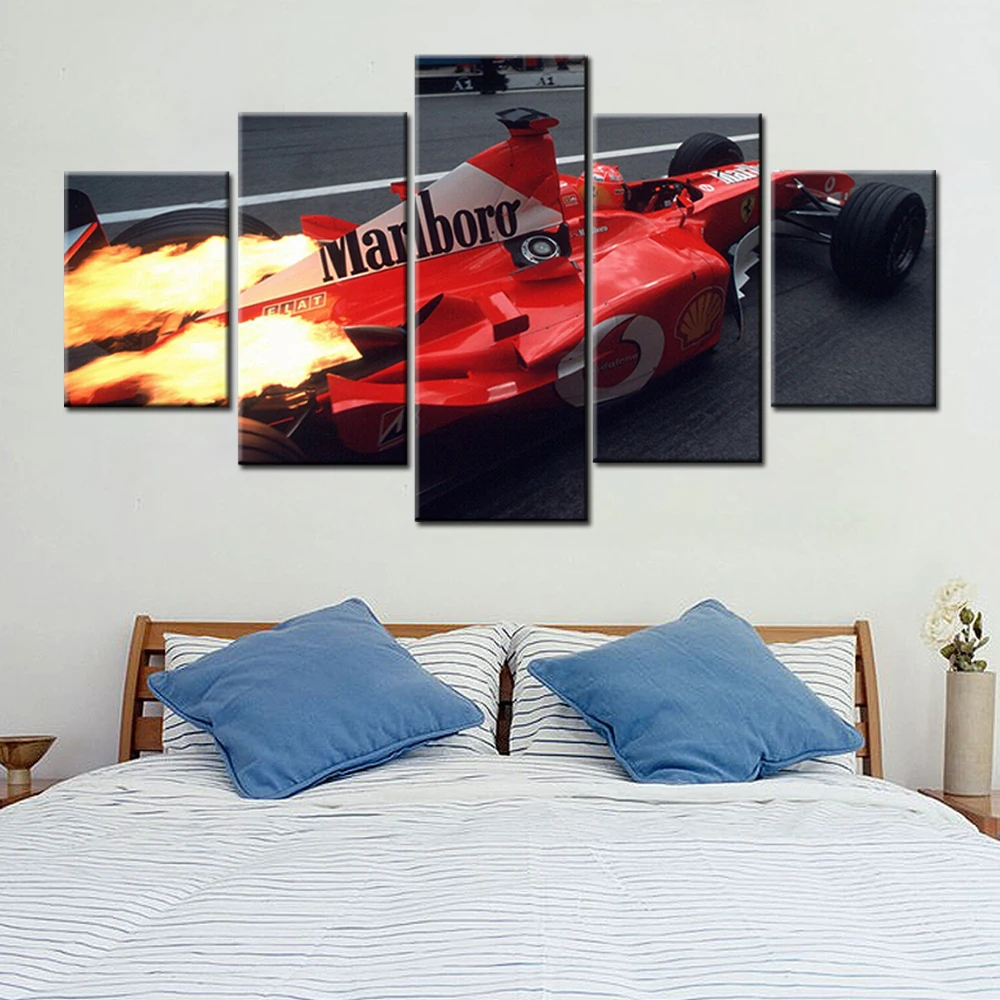 

No Framed Canvas 5Pcs Michael Schumacher f1 Car Wall Art Poster Picture Home Decor For Living Room Paintings Decorations