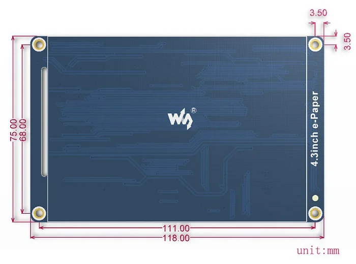 Waveshare 4 3-дюймовый электронный бумажный UART модуль e-ink LCD дисплей разрешение 800x600