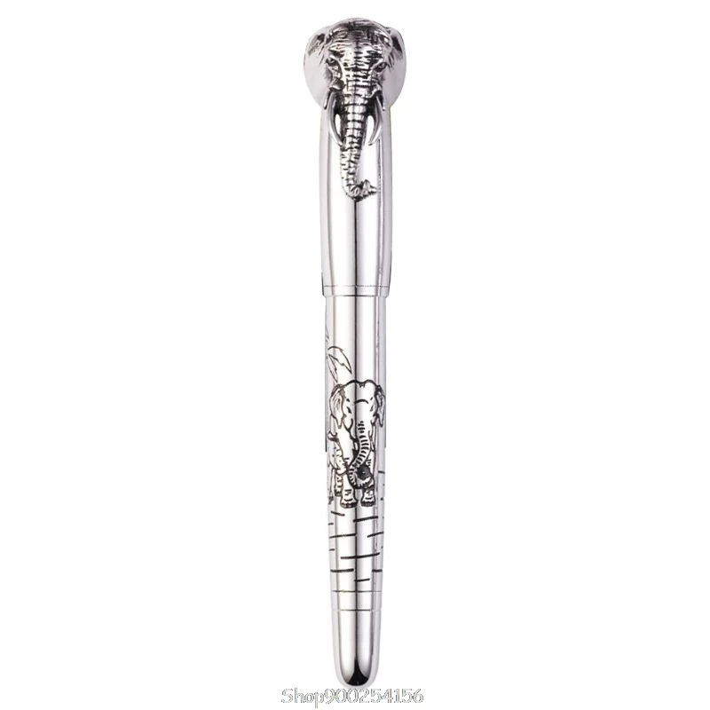 

Elephant Head in Lid Fountain Pen Delicate Medium Nib Signature Pens Business Home Office School Supplies D04 20 Dropship