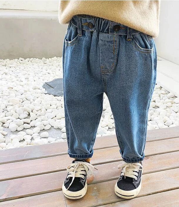 

Autumn Spring Baby Boys Jeans Pants Kids Clothes Cotton Casual Children Trousers Denim Boys Clothes 2-6Year Blue and Beige