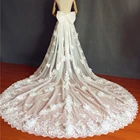 Свадебное платье цвета слоновой кости с аппликацией, объемные цветы с бантом, раздельные Свадебные платья со шлейфом, белые съемные тюлевые Шлейфы