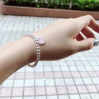 whole 100 real 925 sterling silver beaded strand bracelets retro lucky heart glossy bead flexible chain good fortune lovely