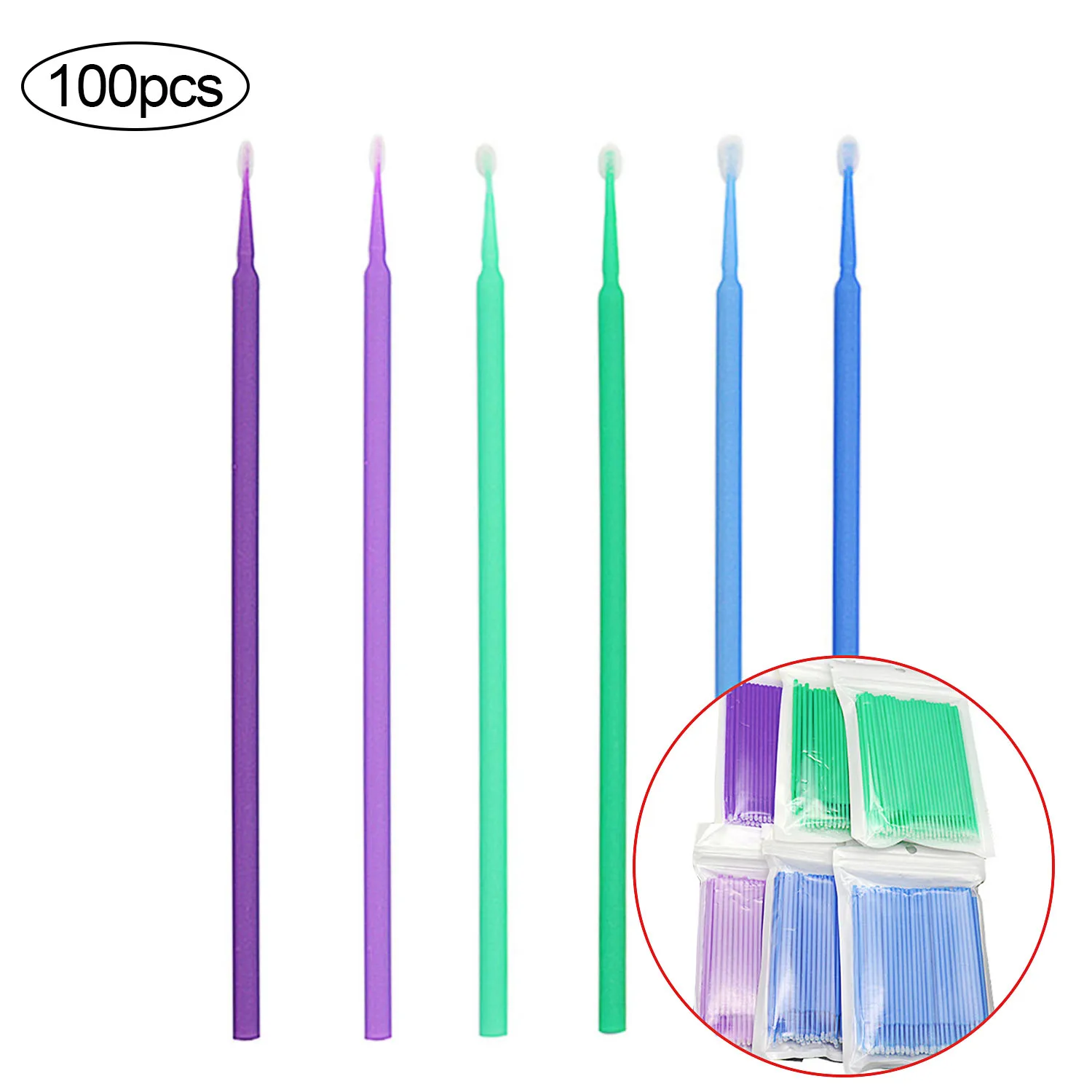 100 шт. одноразовые микро щетки для ресниц ватные тампоны микрокисти аппликатор