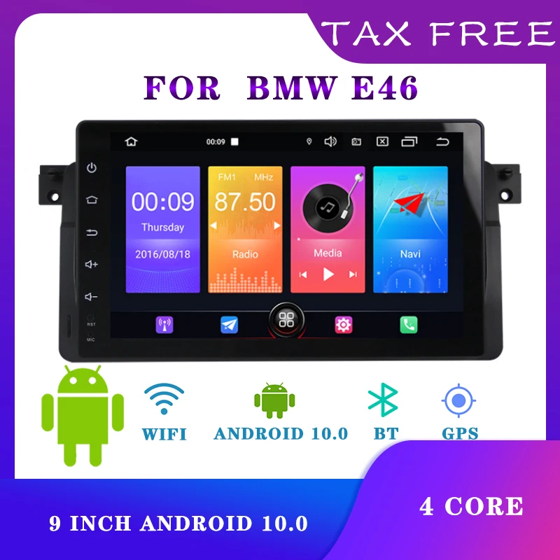 

9'' Quad-core Android 10.0 E46 dedicated car navigation 2G+16G DSP CarPlay Android Multimedia Player tela multimidia car stereo