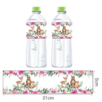 12pcslot baby shower jungle safari water bottle label stickers boy or girl mineral water bottle wraps 1st birthday party decor