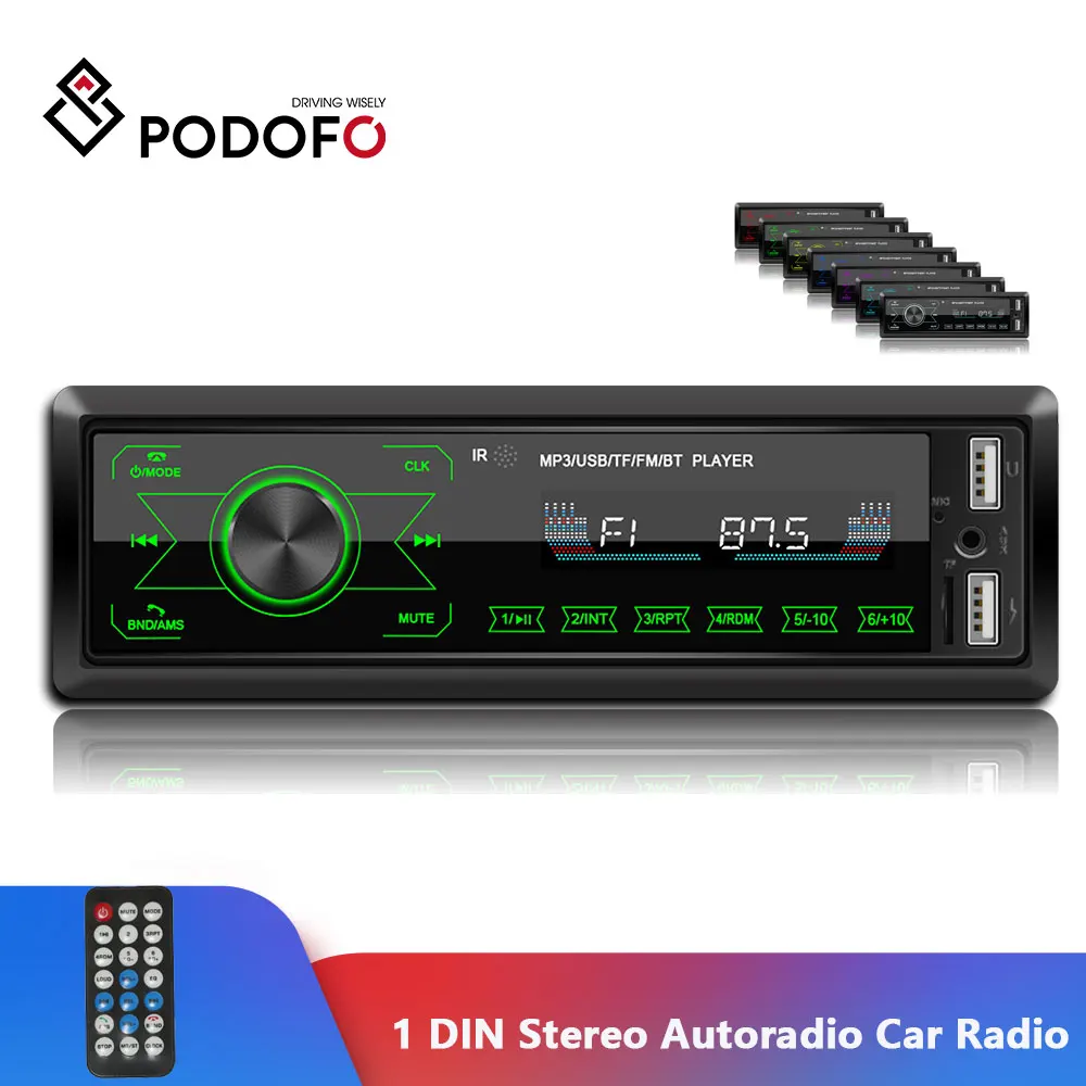 Автомагнитола Podofo 1 DIN Bluetooth 12 В FM Aux SD USB MP3 MMC WMA|Автомобильные радиоприемники| |