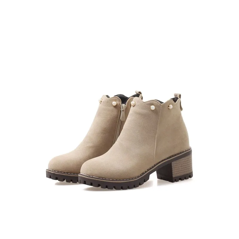 Женские ботильоны с круглым носком однотонные ботинки больших размеров 9 10 11 12
