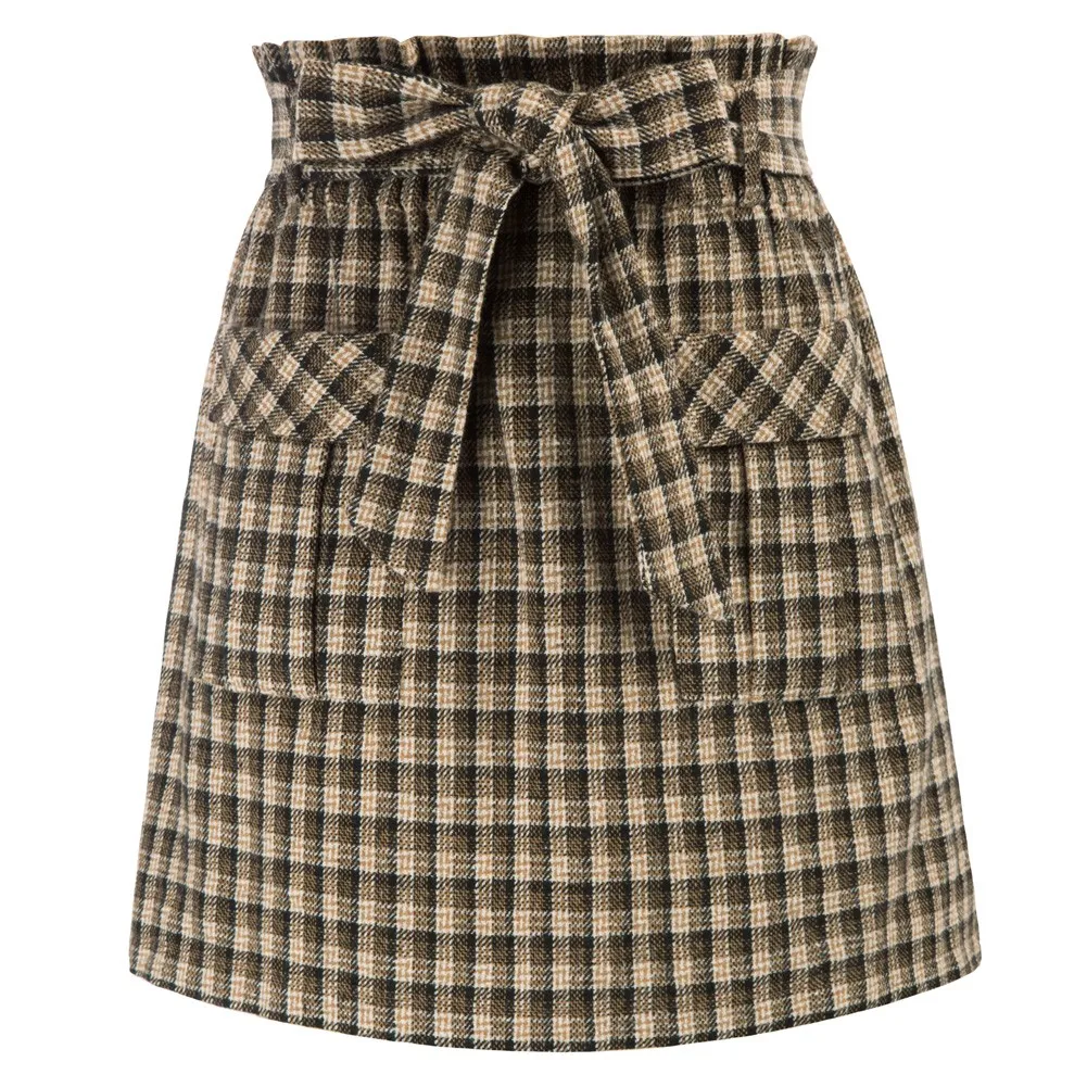 

Юбка женская трапециевидная с карманами, поясом на резинке и высокой талией