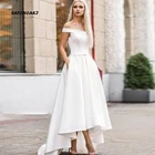 Женское атласное свадебное платье It's yiiya, белое элегантное платье невесты в стиле бохо с открытыми плечами и карманами на лето 2022