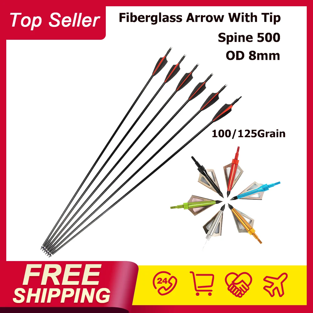 

Arrows with Broadheads Set Archery Hunting Adjustable Nock Replaceable Field Points Compound Recurve Bow