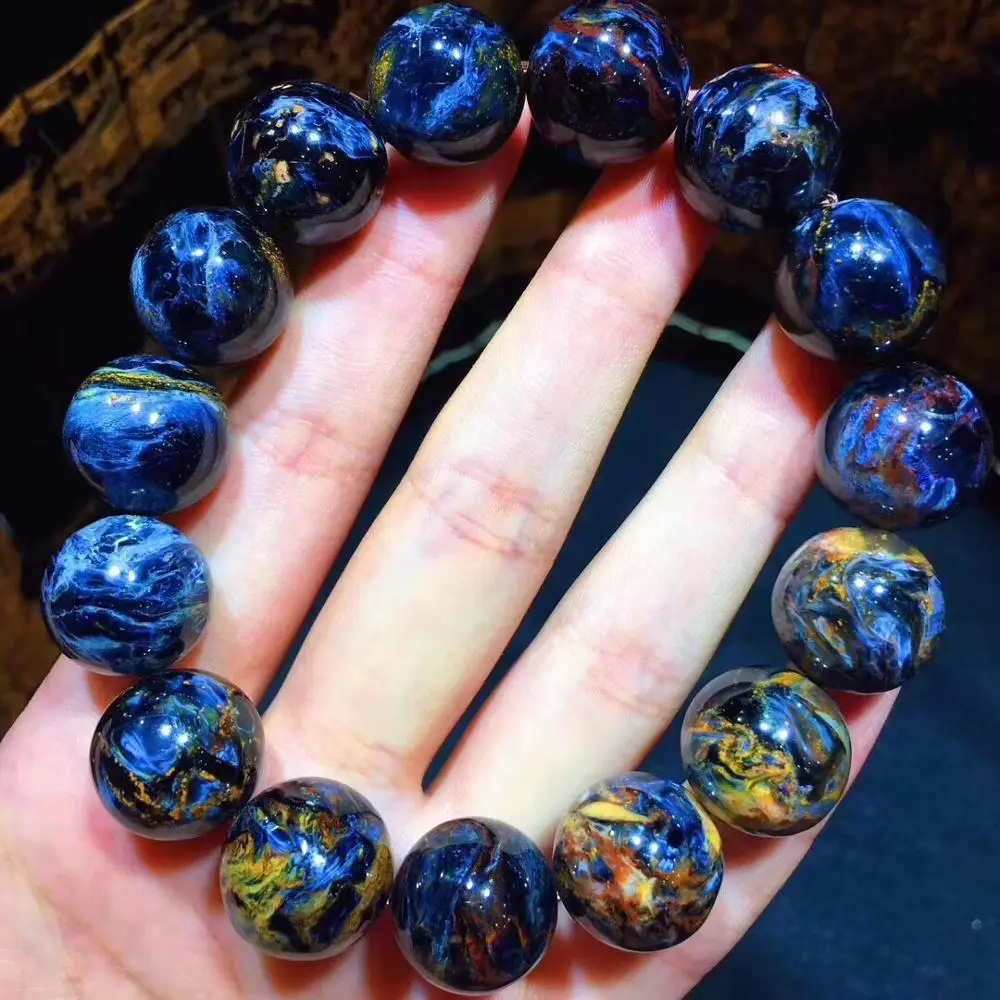 

15mm Genuine Natural Blue Pietersite Beads Bracelet Woman Man Love Namibia Round Beads Energy Power Stone Bracelet Jewelry AAAAA