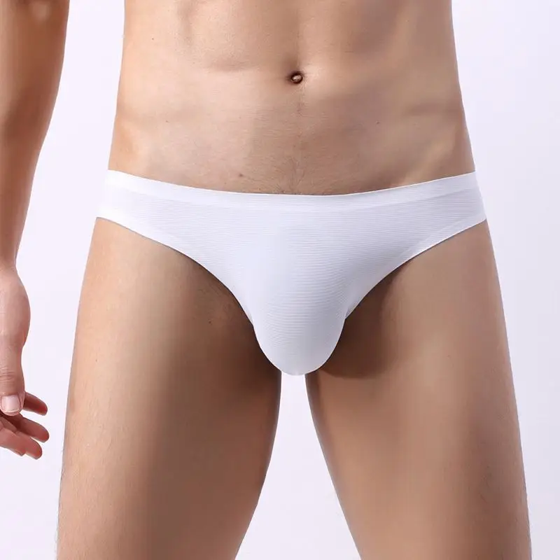 

Sexy Mens Briefs Ultra-thin Ice Silk Bugle Pouch Underwear Cueca Gay Panties Jockstrap Slip Homme Underpants Thongs Plus Size