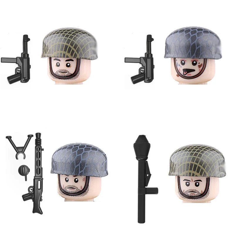 

WW2 Army Autumn Soldiers Figures Building Blocks Military Infantry Commander Camouflage Helmet Weapons Guns Parts Bricks Toys
