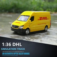 simulation truck dhl 136 model toy vehicle alloy pull back mini car replica authorized die cast toys collection